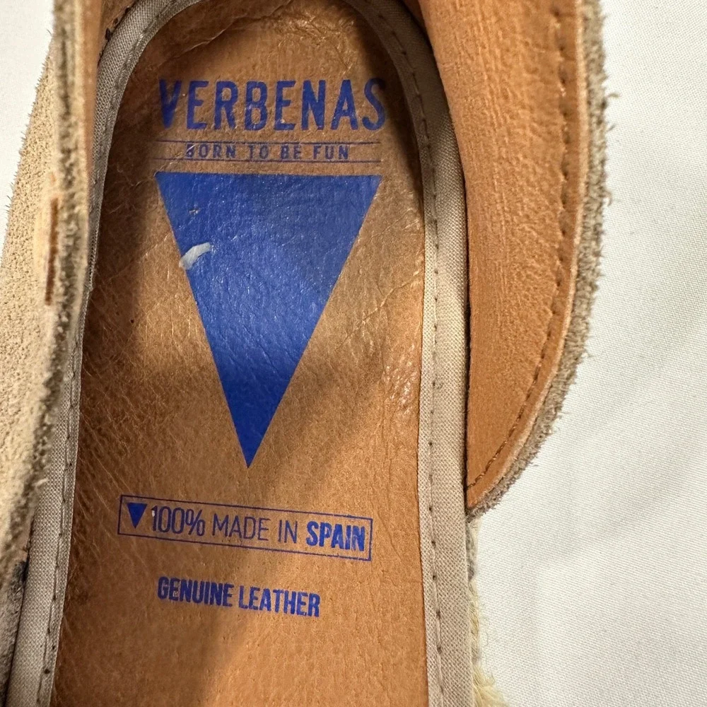 Verbenas Cruz Espadrille Flats Women Size 40 Taupe Suede Peep Toe | Coastal Boho
